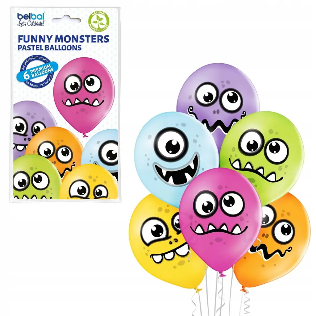 balony 30 cm Funny Monsters 6 szt.   42-45