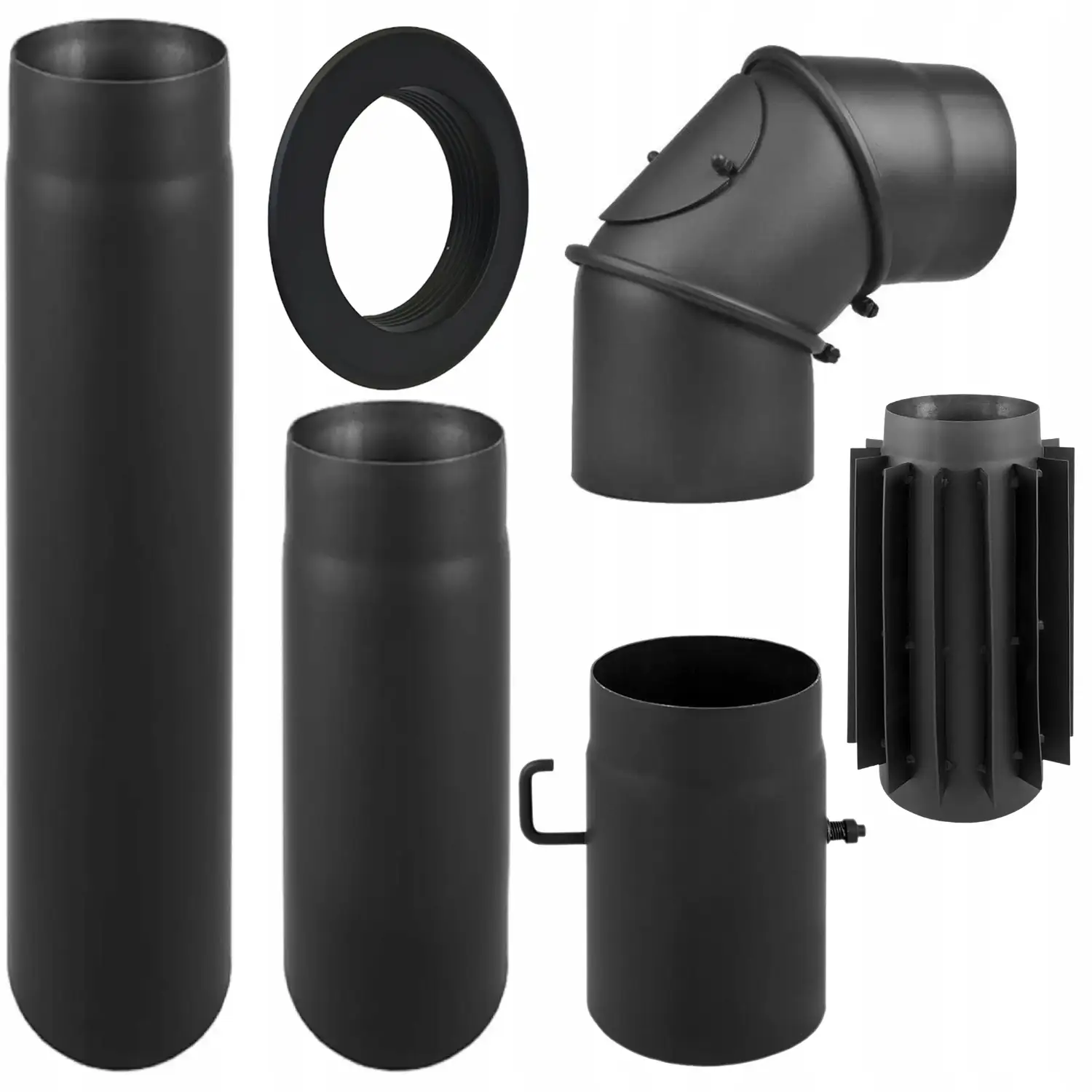 Zestaw przyłączeniowy do pieca kominka fi 150 mm rury kolano radiator