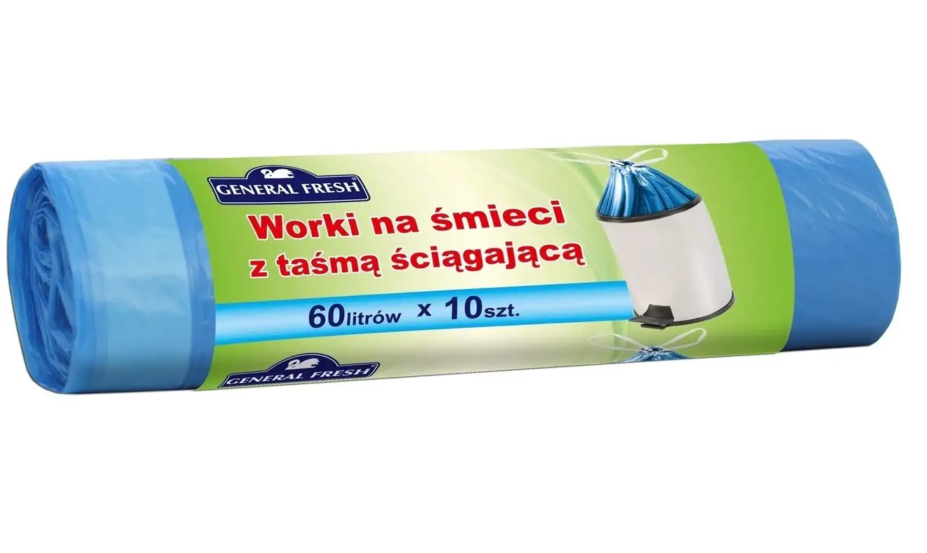 worki na śmieci z taśmą ściągającą 60l  A'10