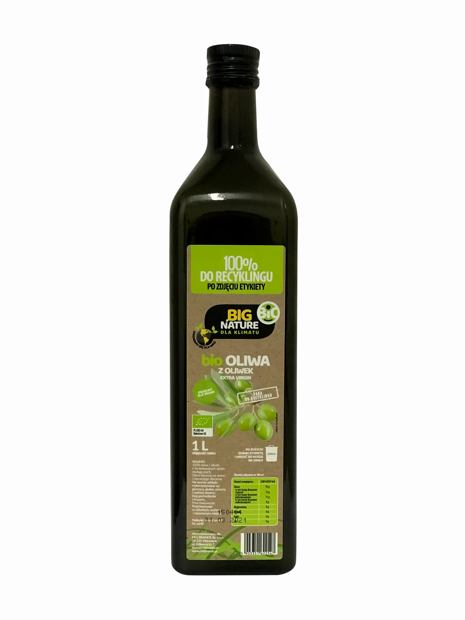 Oliwa z oliwek extra virgin bio  1L tłoczony na zimno - BIG NATURE — 2