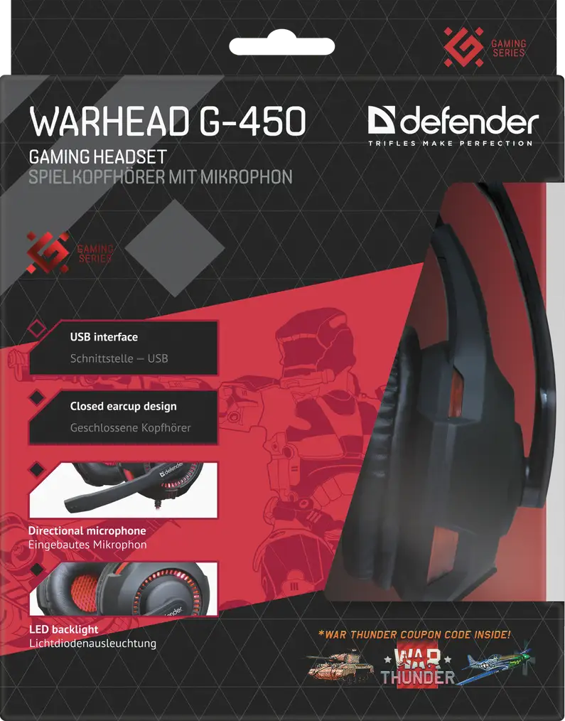 SŁUCHAWKI DEFENDER Z MIKR WARHEAD G-450 LED USB + GRA — 8