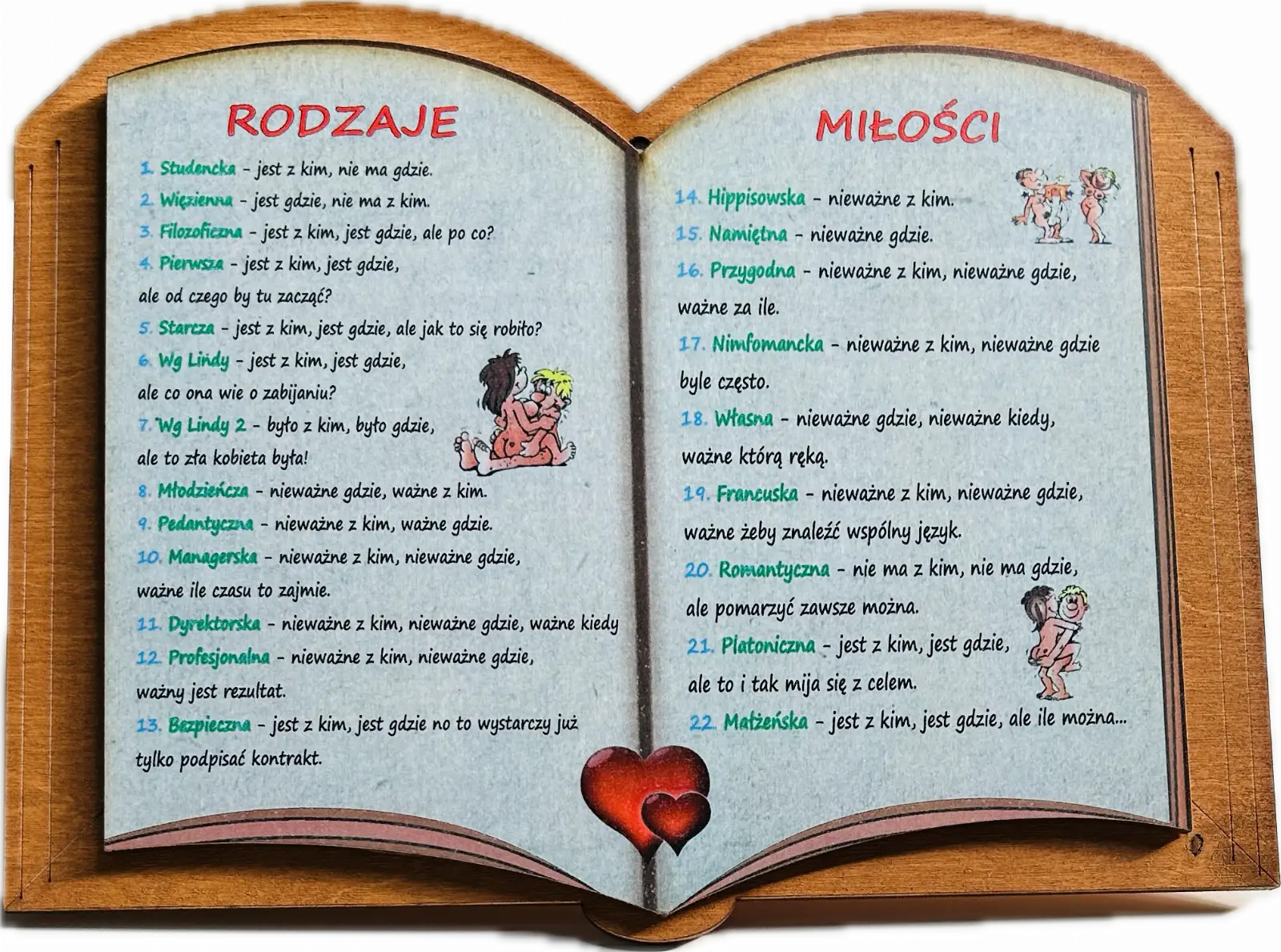 książeczka ozdobna RODZAJE MIŁOŚCI   20 x 16 cm.     P705