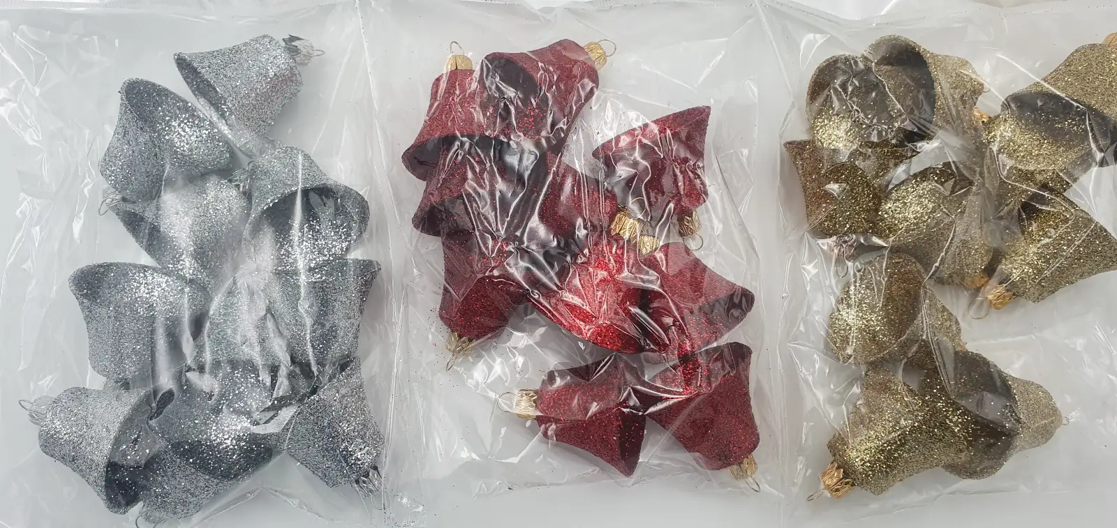 bombki dzwonki brokat 10szt