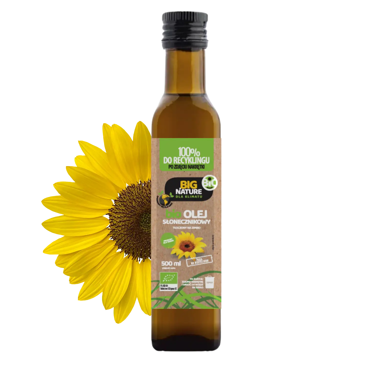 Olej słonecznikowy tłoczony na zimno BIO 500ml - BIG NATURE