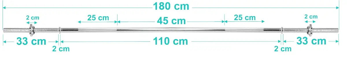 Sztanga / gryf prosty 180cm / 25mm gwintowany — 2