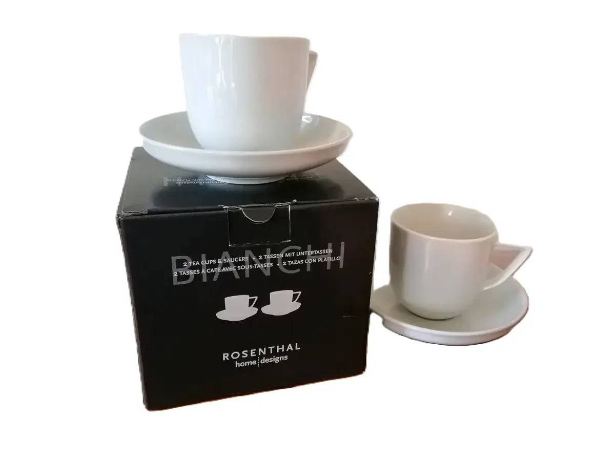 komplet 2 filiżanek ze spodkami do espresso  białe ROSENTHAL