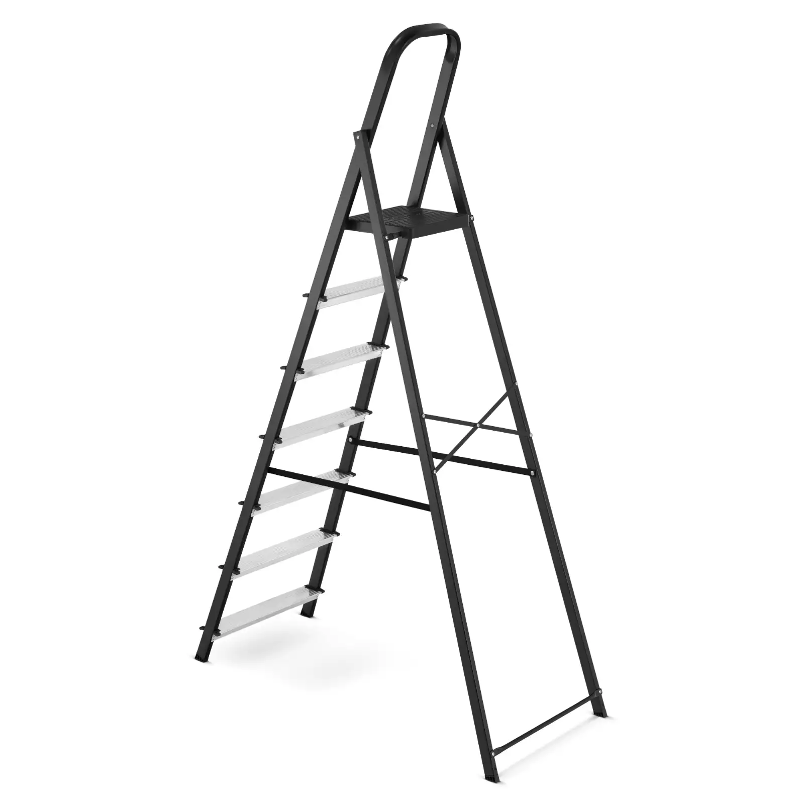 Drabina aluminiowa stalowa domowa HIGHER 7 stopni 150 kg MOCNA — 3