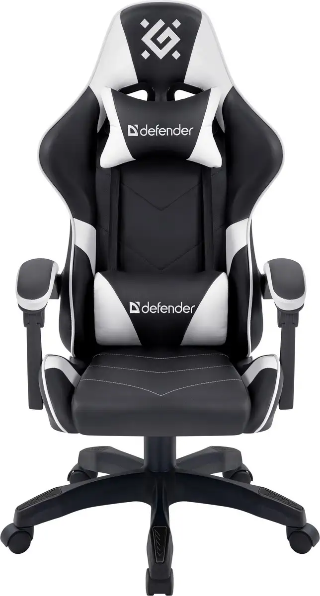 FOTEL DEFENDER COMPANION BIAŁO-CZARNY GAMING — 2