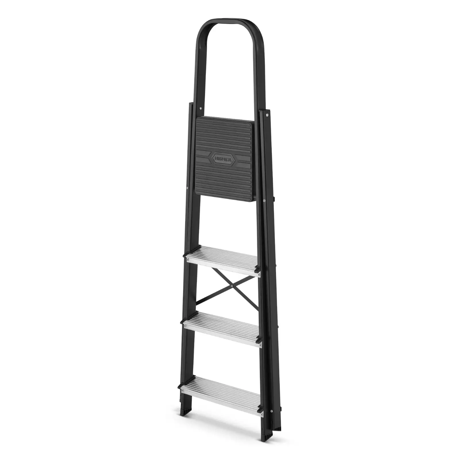 Drabina aluminiowa stalowa domowa HIGHER 4 stopnie 150 kg MOCNA — 5