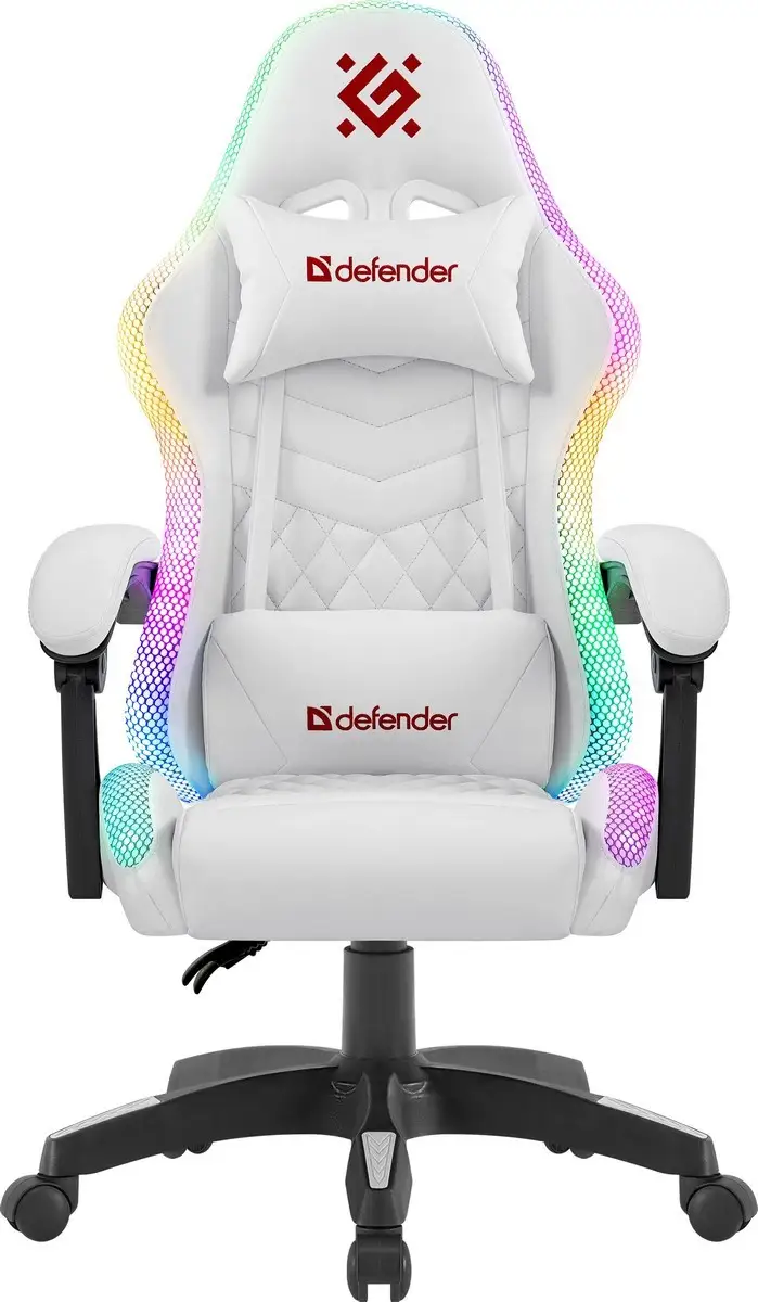 FOTEL DEFENDER CORE BIAŁY RGB GAMING — 14