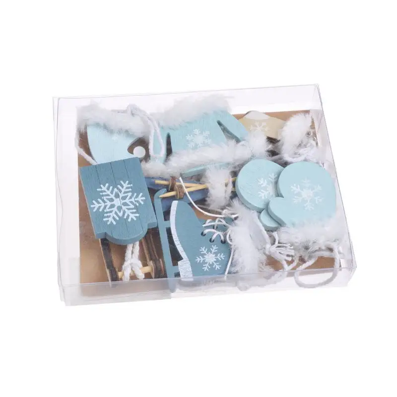 zawieszki drewniane 10el. ski box NIEBIESKIE | HDN-160621
