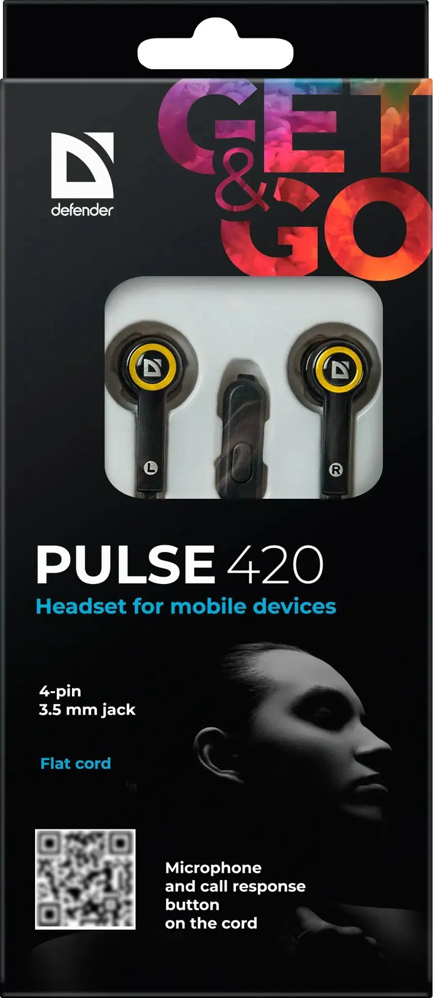 SŁUCHAWKI DEFENDER DOUSZNE z mikrofonem PULSE 420 CZARNO-ŻÓŁTE 4-PIN — 6