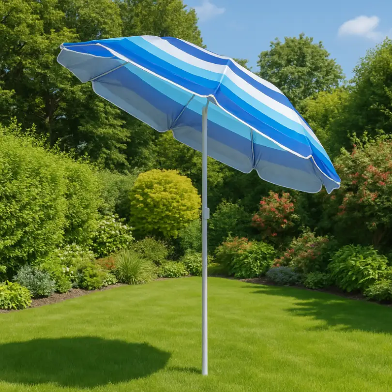 Parasol plażowy ogrodowy składany na balkon 180cm Paski biało-niebieskie — 5