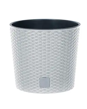donica z wkładem rattan RATO Round  25xh22cm    BIAŁA