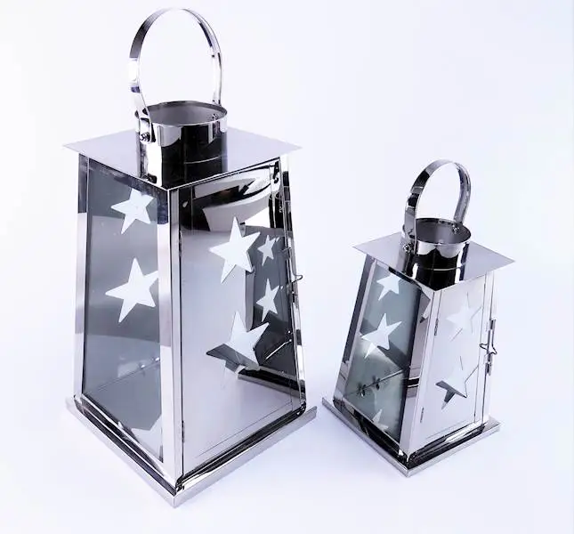 latarnia metalowa 2 szt wys. 38 x 22 x22 cm i 25 x 15 x 15 cm