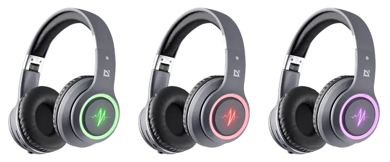 SŁUCHAWKI DEFENDER BLUETOOTH FREEMOTION B571 SZARE LED — 4