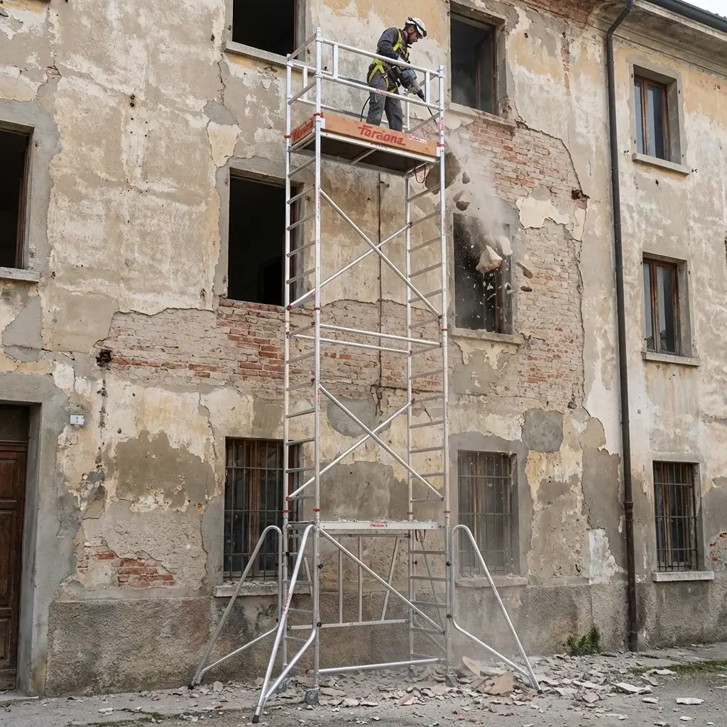Rusztowanie aluminiowe jezdne składane FARAONE COMPACT XS 160 x 75 cm 160 pakiet A+B+C+D - 7,60 m — 3