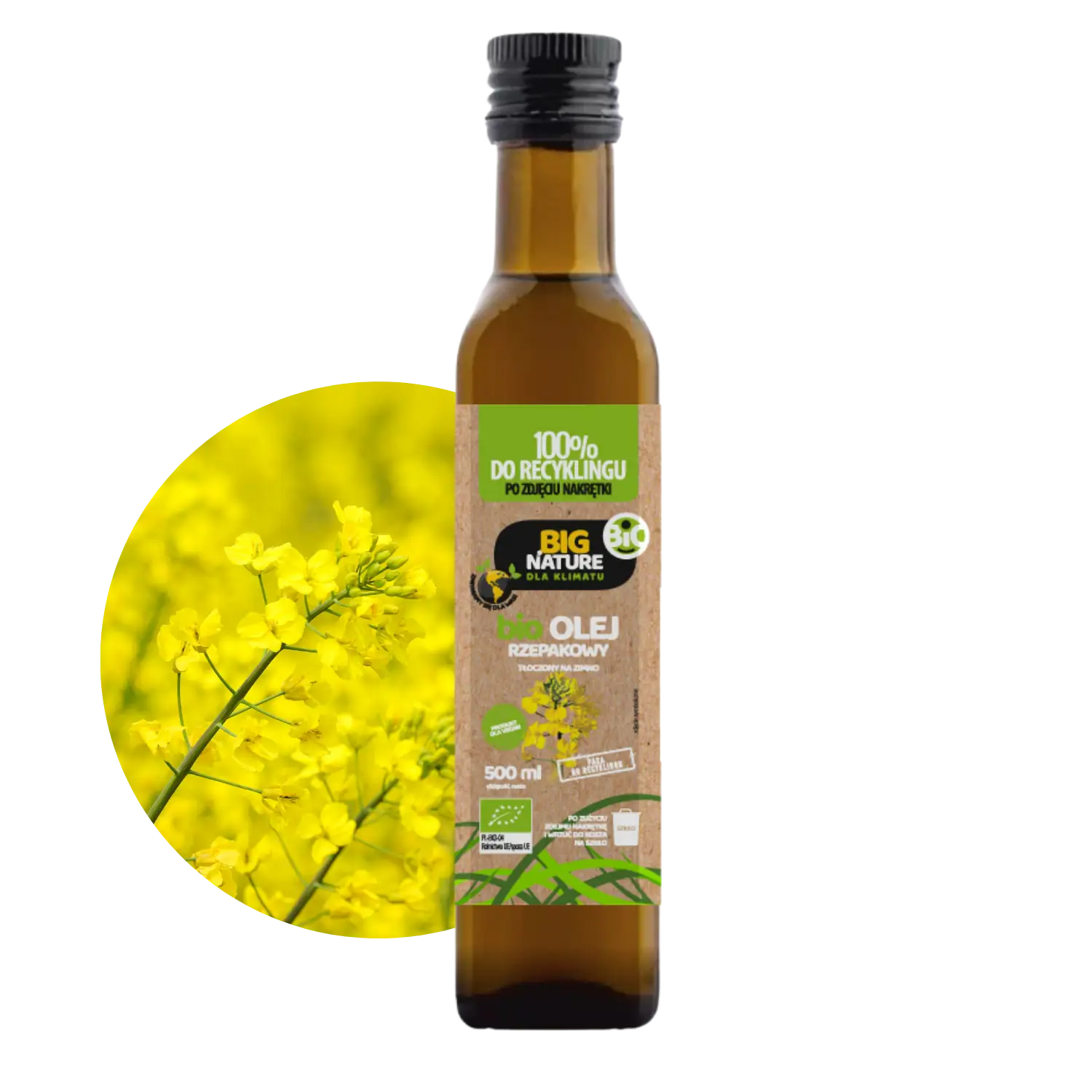 Olej z rzepaku tłoczony na zimno BIO 500ml - BIG NATURE