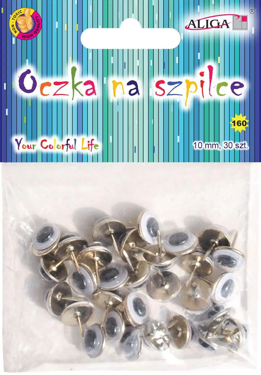 ruchome oczka 10mm na szpilce 30szt. | MT-6411