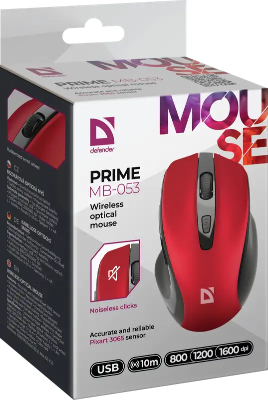 MYSZ DEFENDER PRIME MB-053 RF BEZPRZEWODOWA SILENT CZERWONA OPTICAL — 7