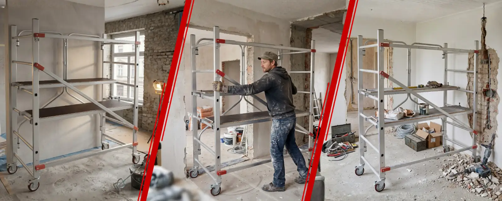 Rusztowanie jezdne GIERRE G-FX002FL 2,93 m składane hamulec dwa podesty 150 kg — 9
