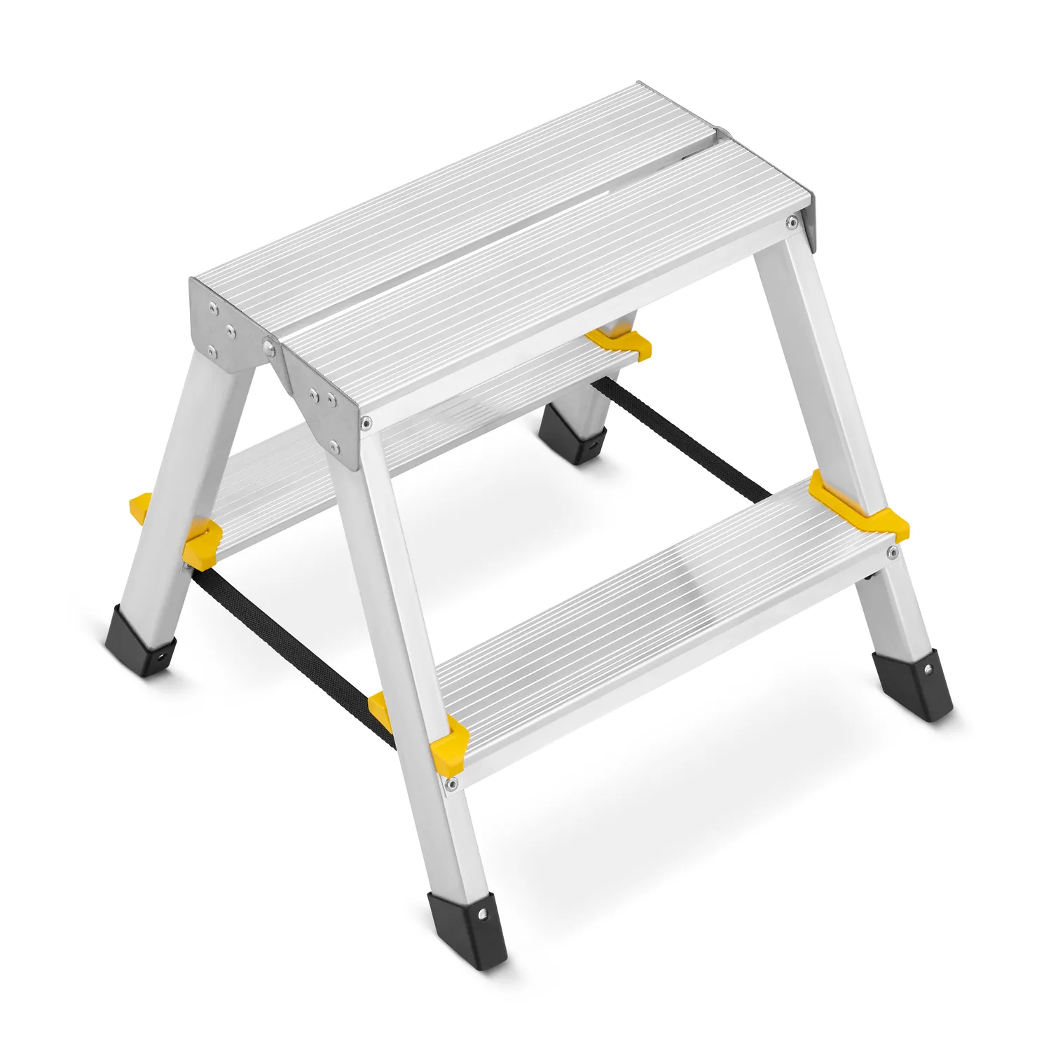 Drabina aluminiowa domowa dwustronna składana HIGHER 2x2 stopnie taboret podnóżek schodek — 7
