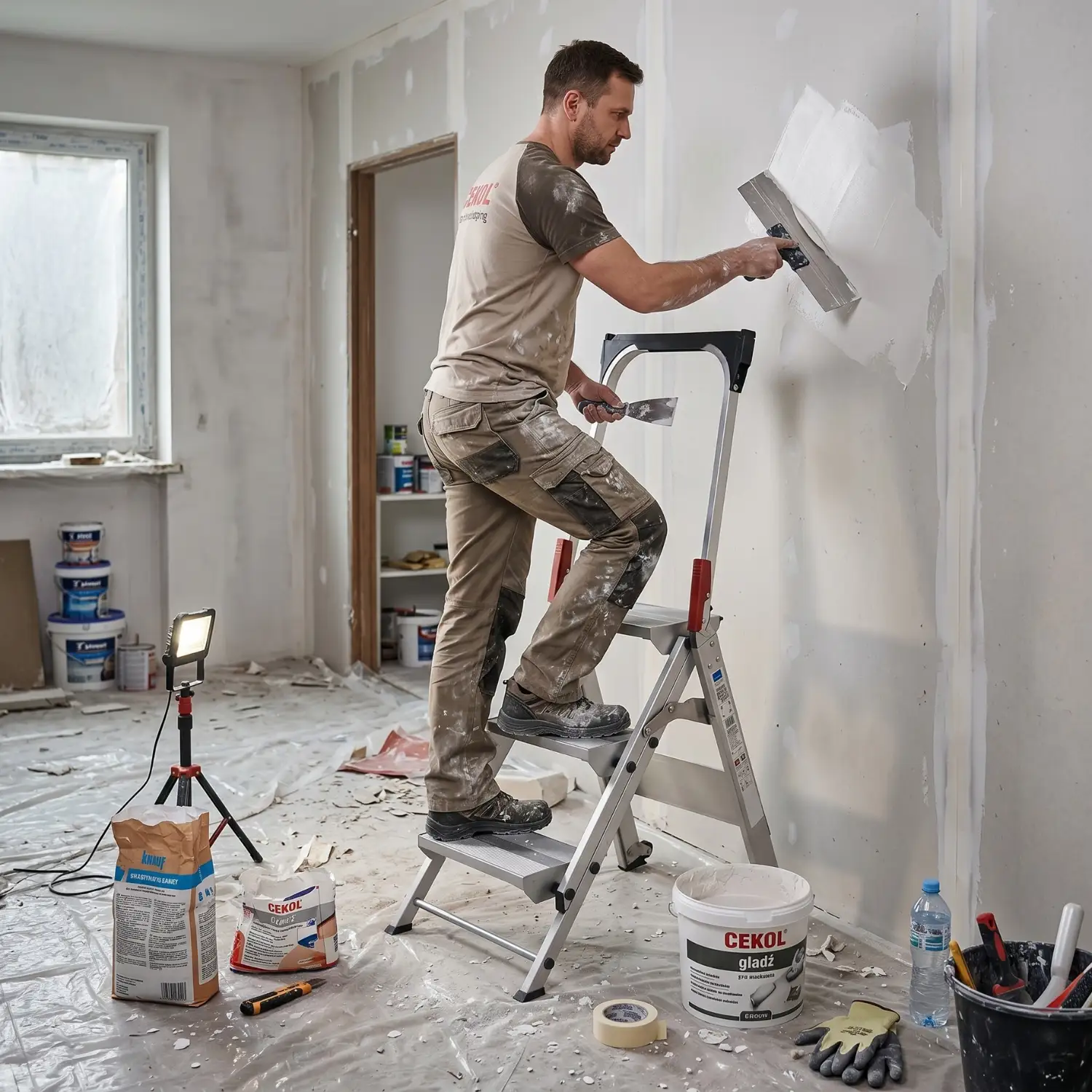 Schody aluminiowe GIERRE 2,66 m koła profesjonalne szerokie stopnie — 10