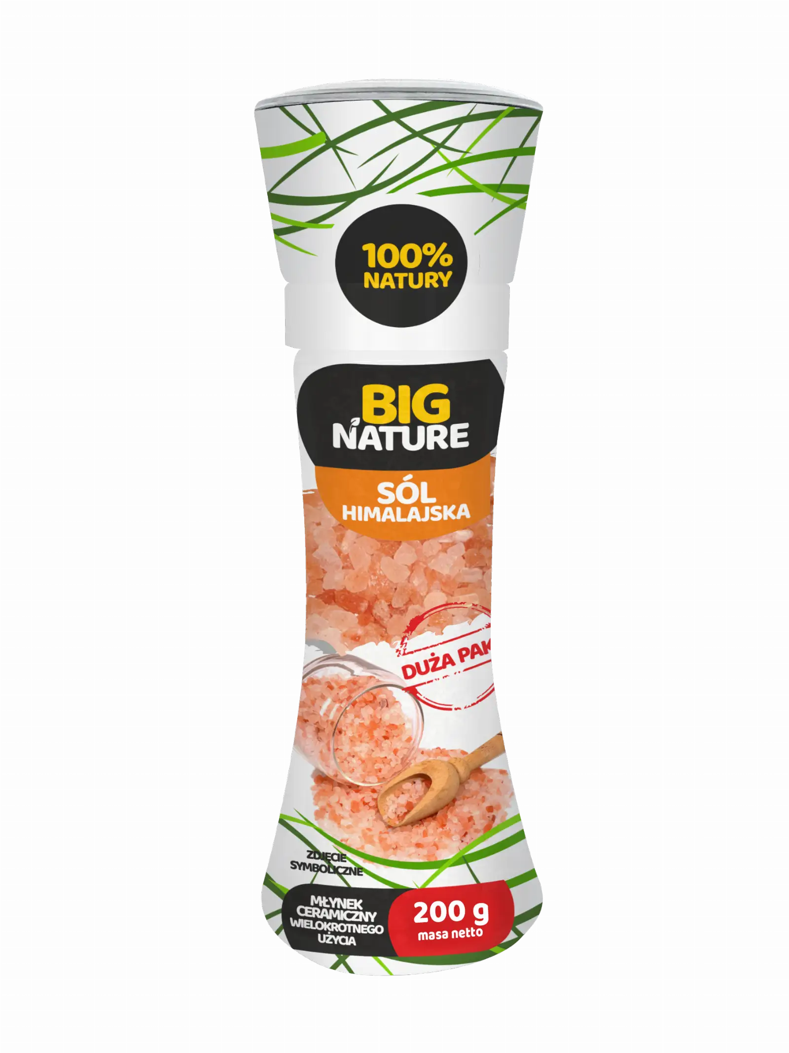 Przyprawa Sól himalajska różowa gruba Młynek 200g Duża Paka - BIG NATURE — 2
