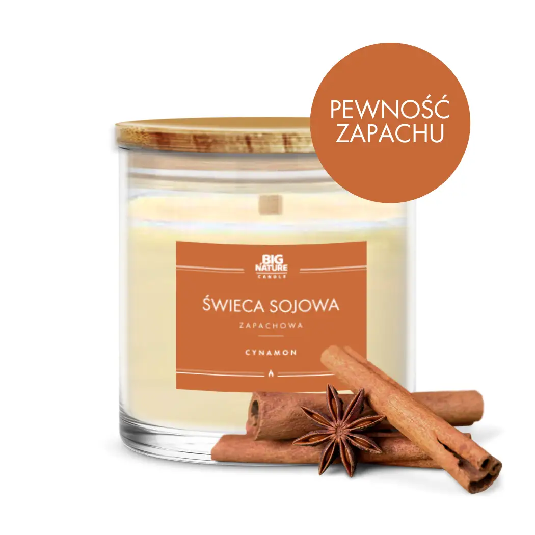 Świeca sojowa o zapachu CYNAMON 215g - BIG NATURE CANDLE