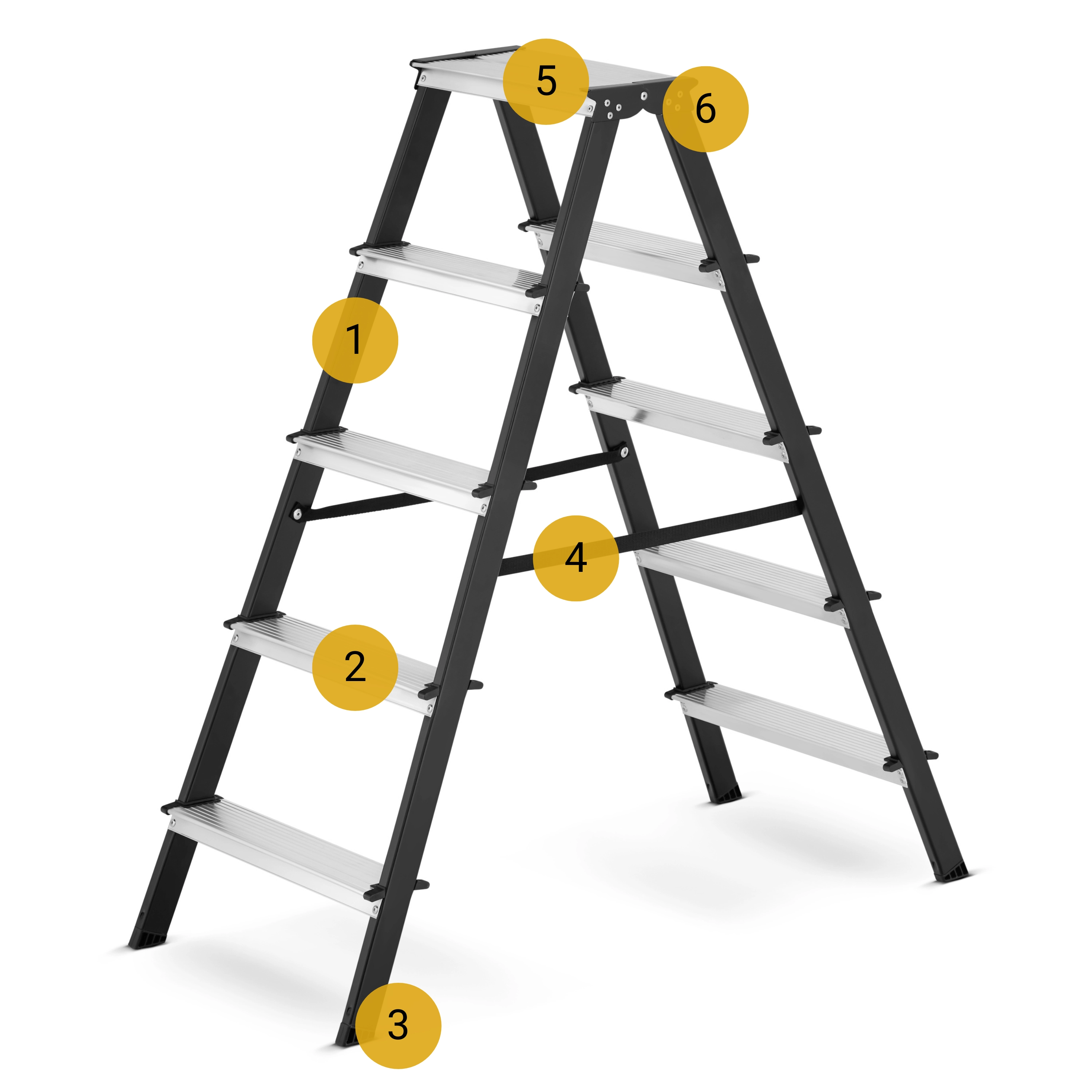 Drabina drabinka domowa 2x6 dwustronna składana MOCNA 150 kg HIGHER schodki — 9