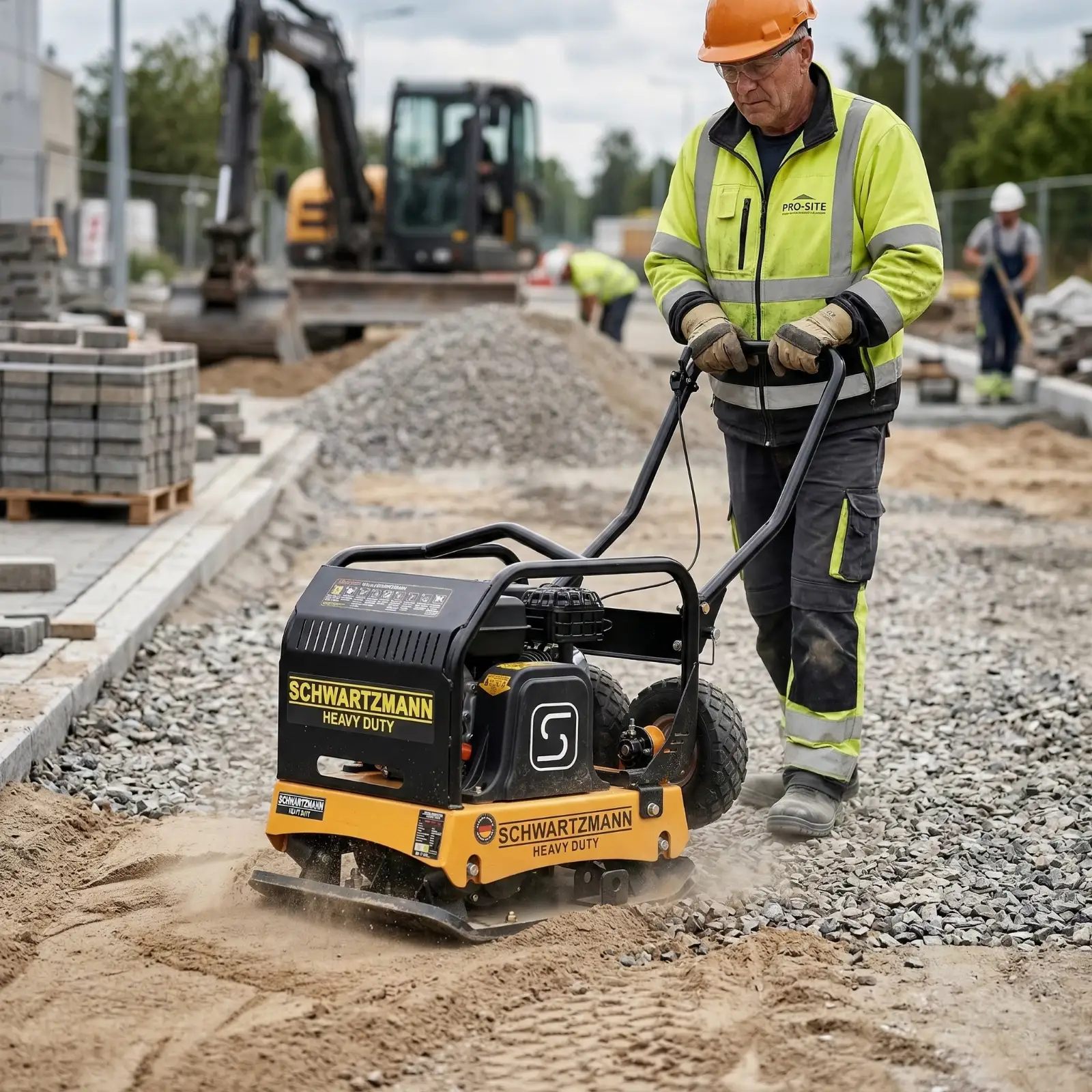 Zagęszczarka płytowa gruntu SCHWARTZMANN ubijak ZG170HD 160 kg 37 000 N LONCIN 16 KM — 7