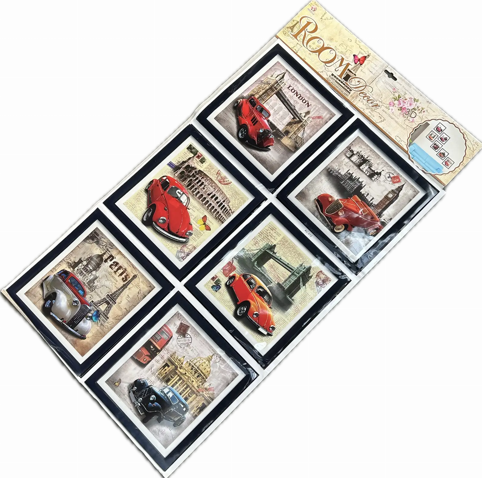 ramka obrazki 3D na ściane naklejki 20x22  6 szt.AC-012