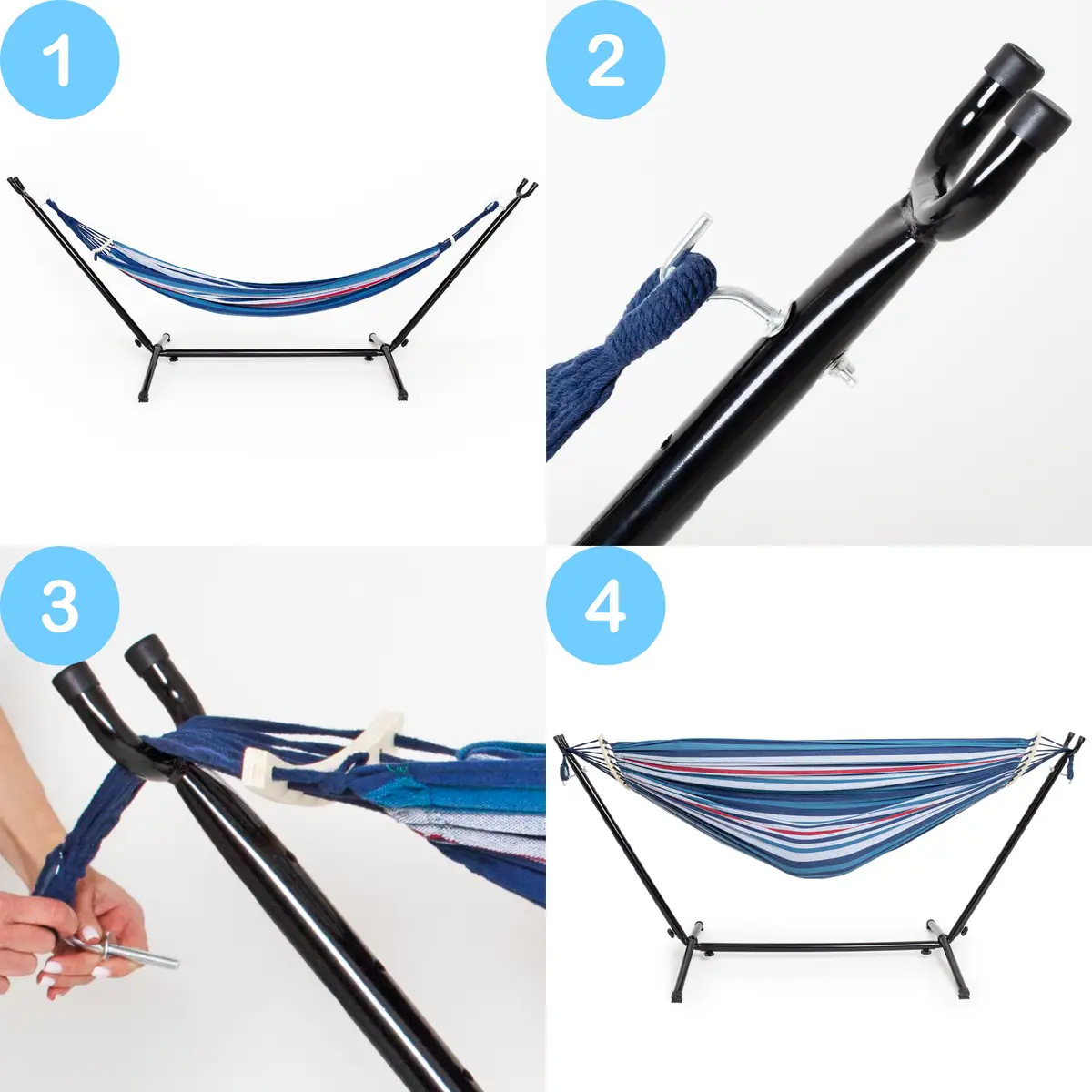 Hamak, huśtawka niebieski 260x150cm H03 Be-Active.pl — 6