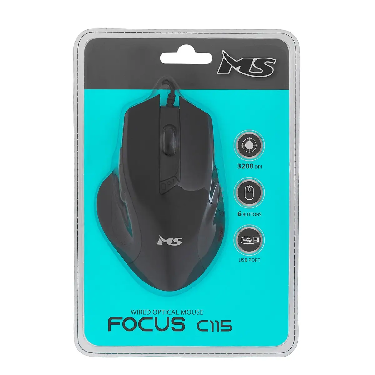 MYSZ PRZEWODOWA MS FOCUS C115 3200dpi 6P CZARNA — 5