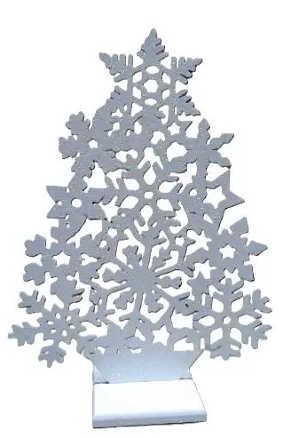 ozdoba stojąca 25cm CHOINKA II BIAŁA BROKAT