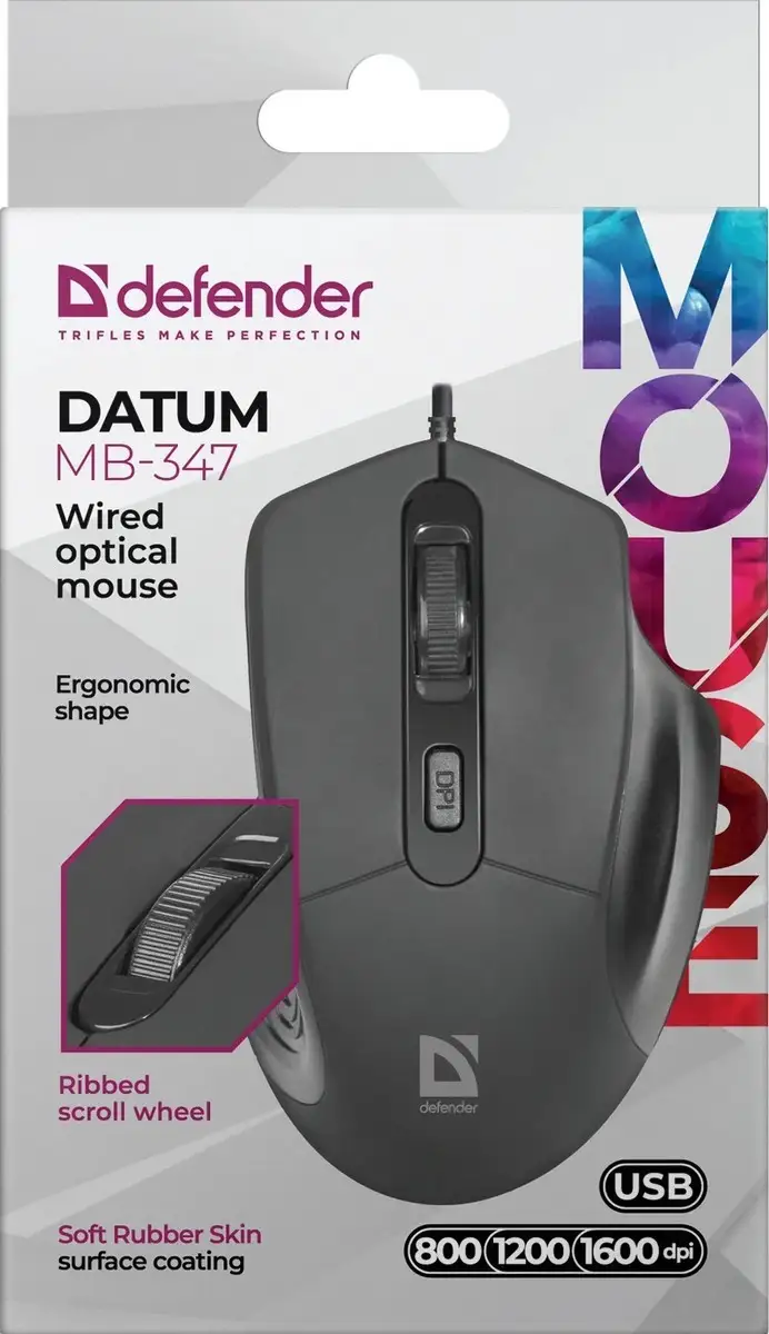 MYSZ DEFENDER DATUM MB-347 CZARNA OPTICAL 1600dpi 4P — 6