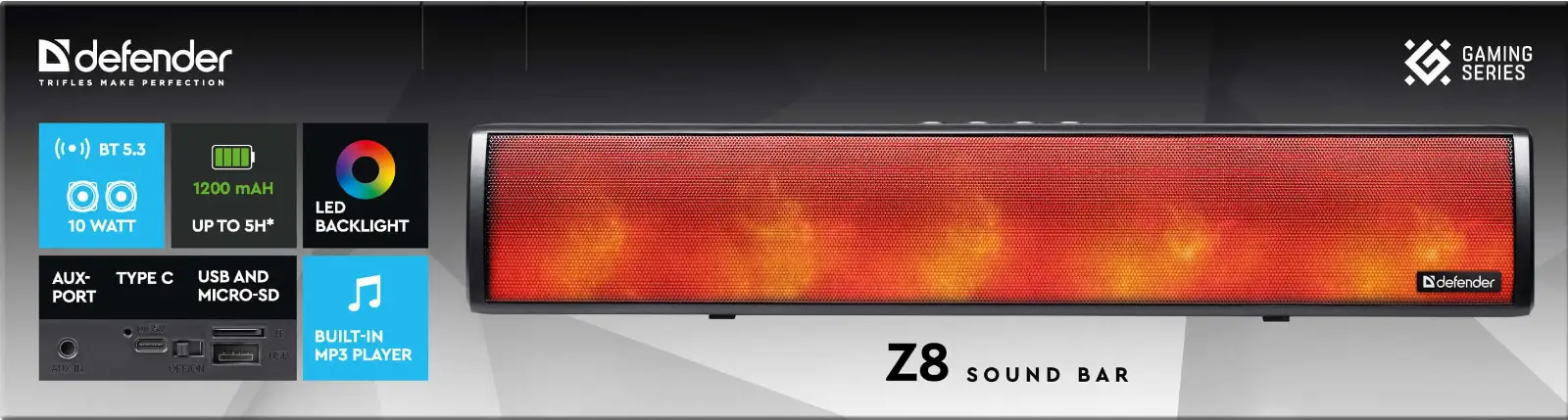 GŁOŚNIK DEFENDER SOUNDBAR Z8 10W LED BLUETOOTH — 11