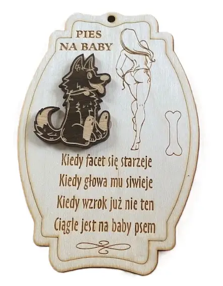 tabliczka drewniana pies na baby 18 x 12 cm   -   nr 99. — 2