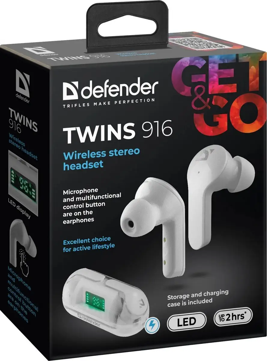 SŁUCHAWKI DEFENDER BLUETOOTH TWINS 916 BIAŁE — 10