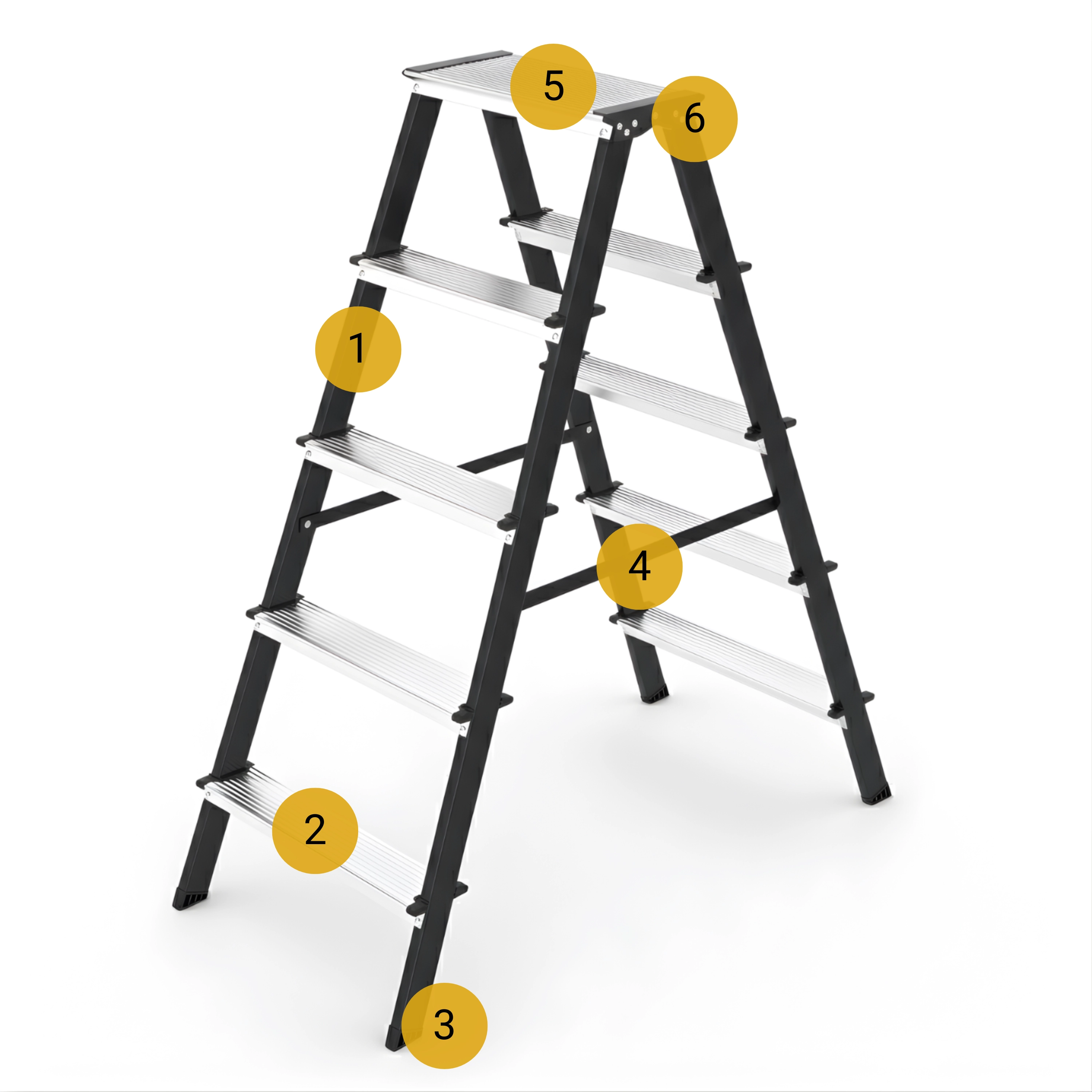 Drabina drabinka domowa 2x5 dwustronna składana MOCNA 150 kg HIGHER schodki — 8