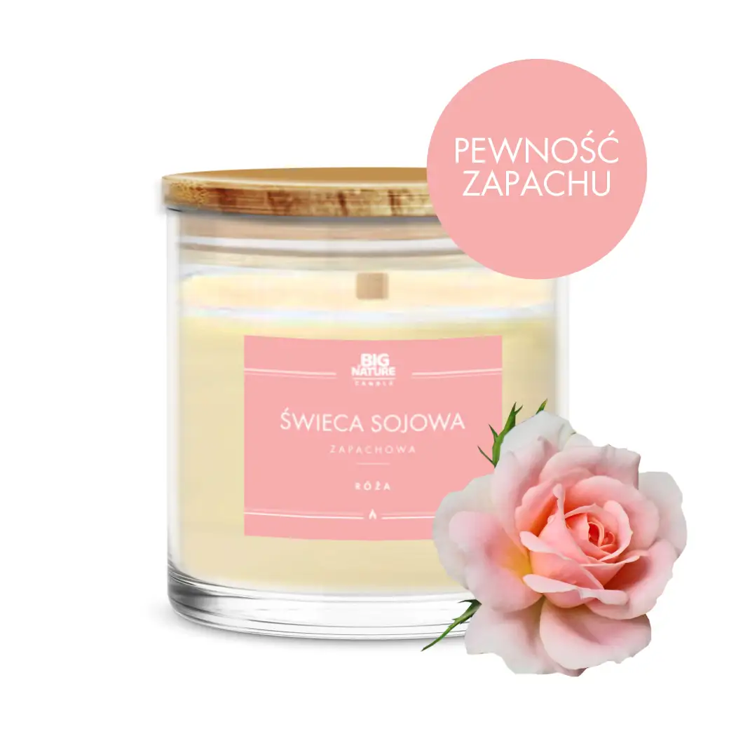 Świeca sojowa o zapachu RÓŻA 150g - BIG NATURE CANDLE