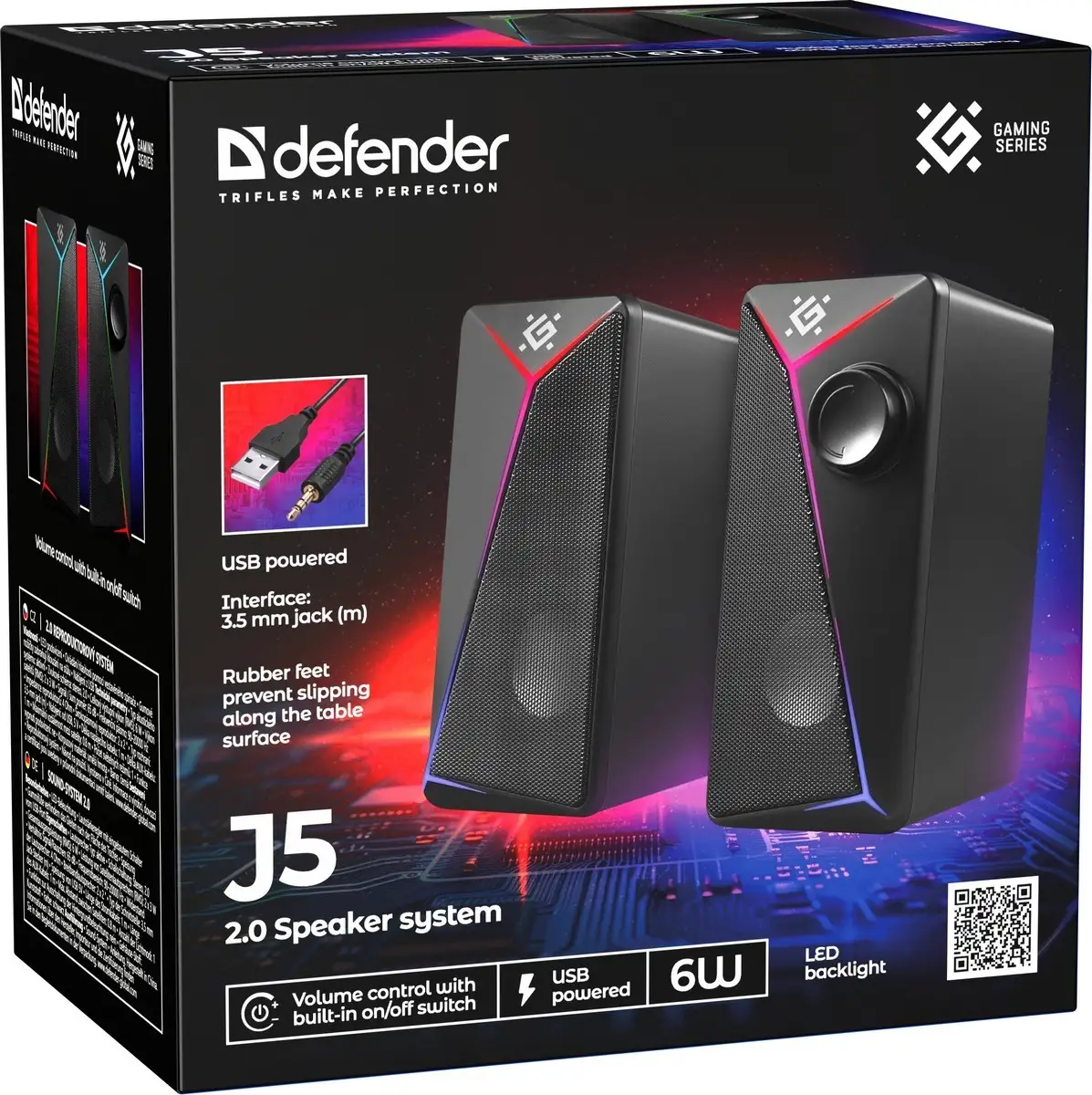 GŁOŚNIKI DEFENDER J5 2.0 6W LED USB CZARNE — 9