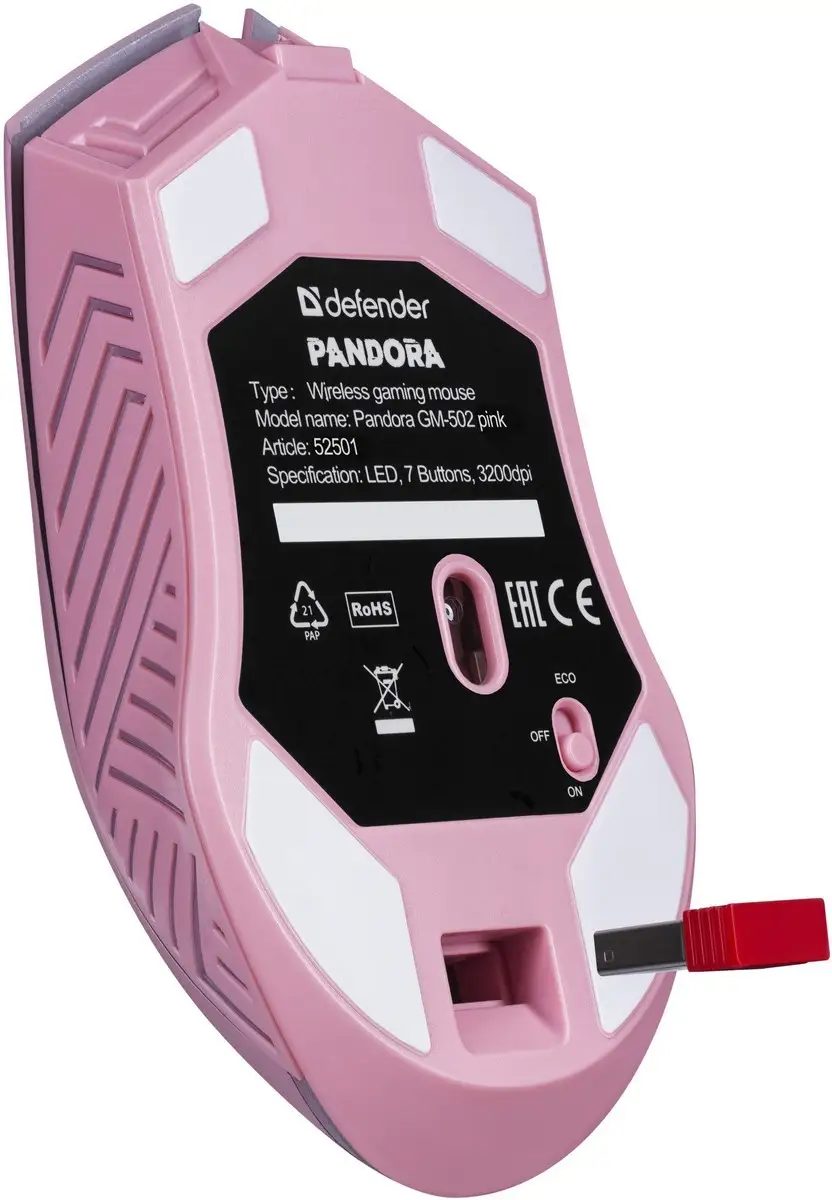 MYSZ DEFENDER GM-502 PANDORA RF BEZPRZEWODOWA 3200dpi 7P RÓŻOWA — 4