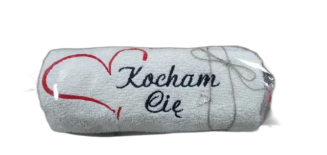 ręcznik 50x100cm cukierek biały  KOCHAM CIĘ