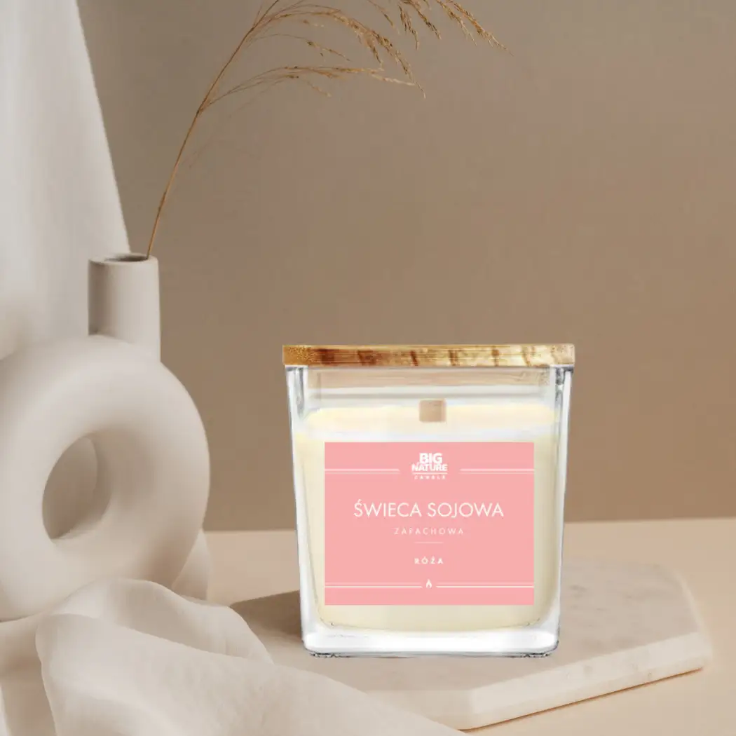 Świeca sojowa o zapachu RÓŻA 205g - BIG NATURE CANDLE — 2