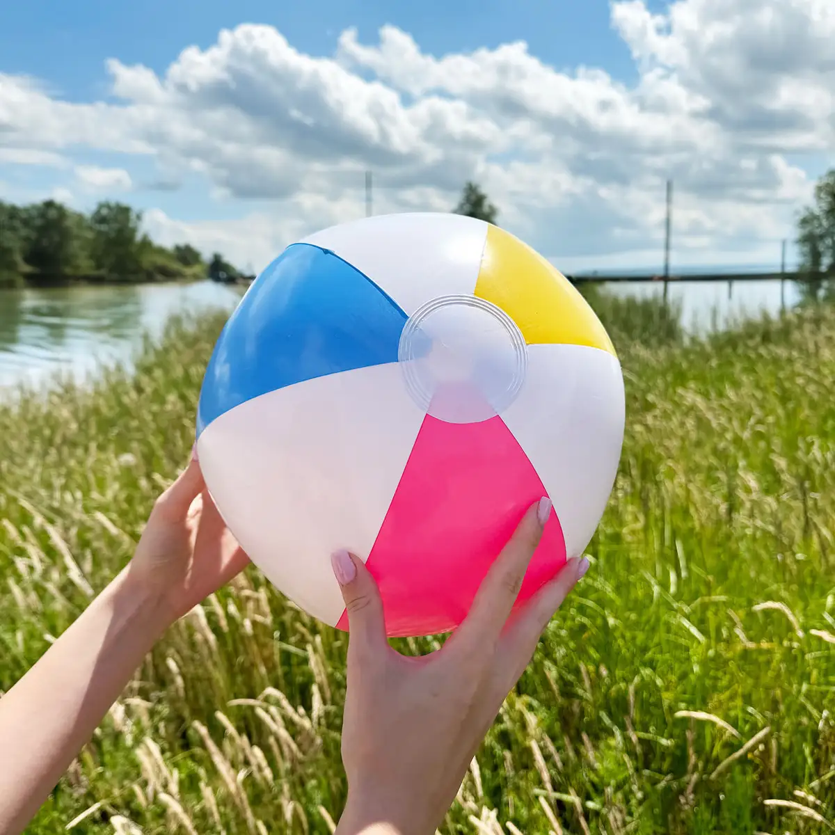 Piłka plażowa dmuchana na basen 40cm trójkolorowa — 4