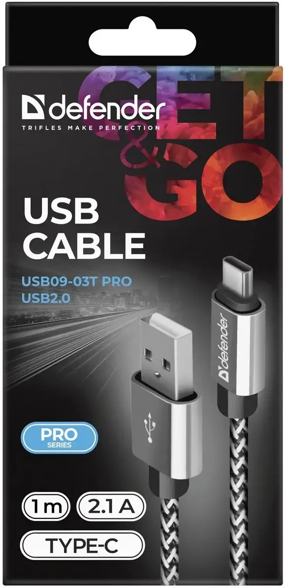 KABEL DEFENDER USB AM-TYPE C 1,0m 2.1A BIAŁY — 3
