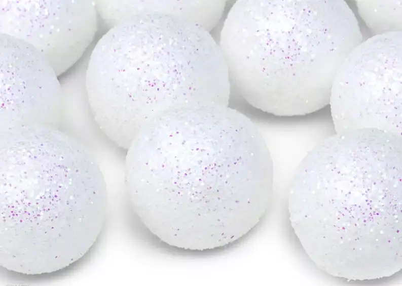 kulki brokat 9szt. BIAŁE BROKAT fi-3cm | DK3-008