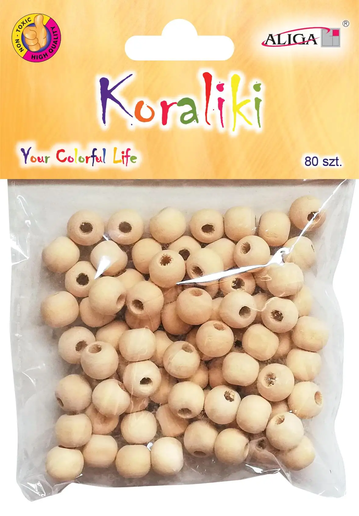 koraliki drewniane naturalne 10mm 80szt. | PJ-5986