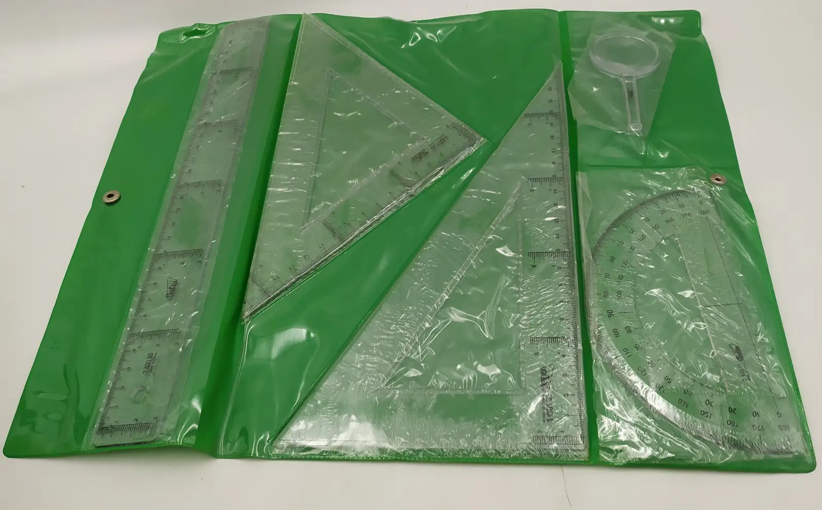 linijki szkolne 4szt. + lupa w etui | 6162